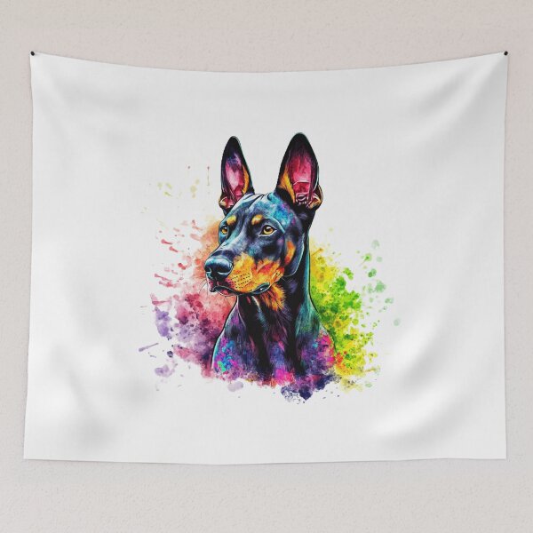Item preview, Colorful Doberman – Abstract Watercolor Dog Art designed and sold by InkDreamMotion.