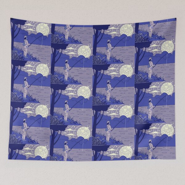 Item preview, Moon Fishing Art Illustrations Daily Life Colors Design designed and sold by ART ATTACK ZONE.
