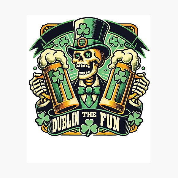 Artikel-Vorschau von St. Patricks Tag Dublin The Fun Skelett, designt und verkauft von LuminOrb.