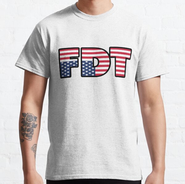 Vista previa del artículo con la obra «FDT, ¡A la mierda Donald Trump!, bandera estadounidense al revés», diseñado y vendido por TheDefiantDog.