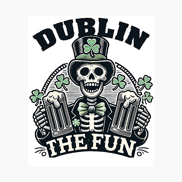 Artikel-Vorschau von St. Patricks Day Dublin The Fun Skelett, designt und verkauft von LuminOrb.