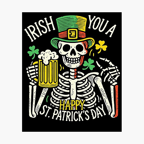 Artikel-Vorschau von Fröhlichen St. Patrick's Day Skelett Party, designt und verkauft von LuminOrb.