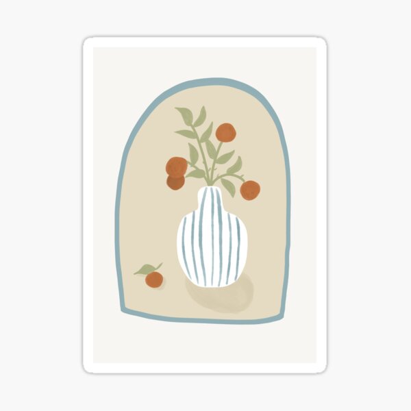 Item preview, Blue striped vase with oranges designed and sold by WildDoveAU.