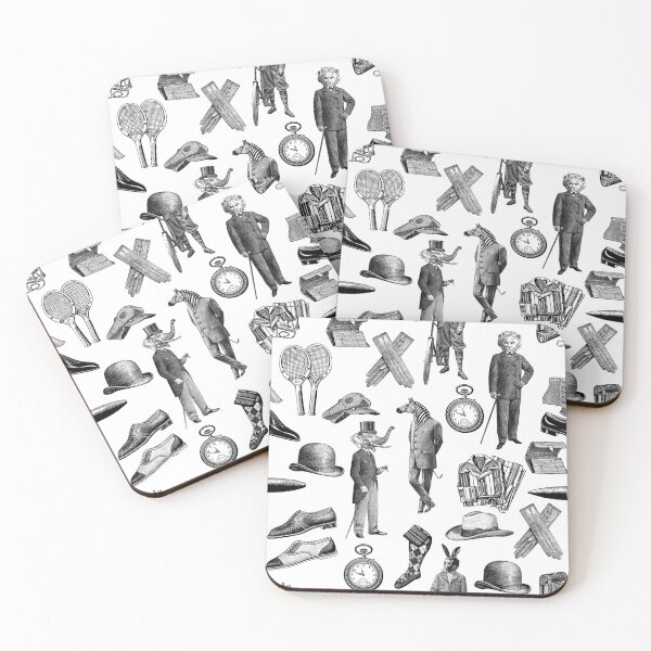 Item preview, antique victorian animals black white toile men designed and sold by Gossip Rag.