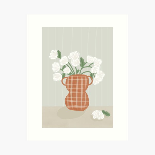 Item preview, Rust vase with white grid designed and sold by WildDoveAU.