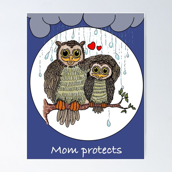 Item preview, Mother owl protects designed and sold by Helenart-D.