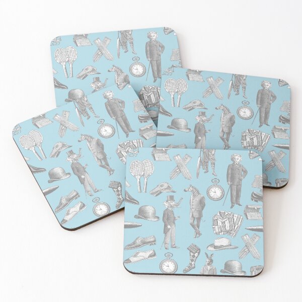 Item preview, antique victorian gentlemen animals blue toile men designed and sold by Gossip Rag.