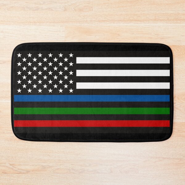 Item preview, USA red blue green flag, police officer, fire fighter, military, USA troops designed and sold by emk817.