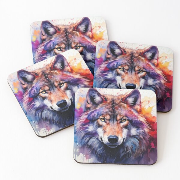 Item preview, Wolf Art loose splash painting in watercolor of a Wolf designed and sold by CattlettArt.