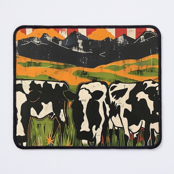 Item preview, Holstein Dairy Cows Herd Eating Tall Grass Mountain Meadow designed and sold by scooterbaby.
