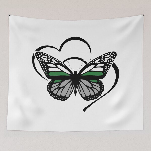 Item preview, Double Heart DemiRomantic Pride Flag Butterfly  designed and sold by QueenS-Gallery.