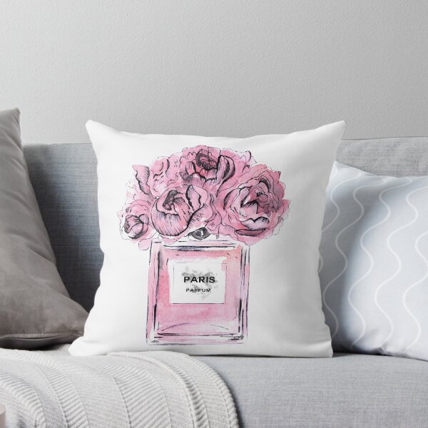 Item preview, Perfume Bottle Watercolor Painting Hand Drawn With Pink Flowers designed and sold by AffordableArtCo.