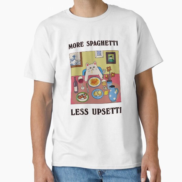 Item preview, More Spaghetti Less Upsetti Funny Cute Cat Saying Quote designed and sold by JeffreyMorton.