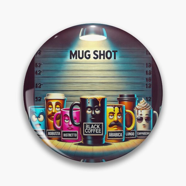 Item preview, Mug Shot – Funny Coffee Lineup Crime Pun Design designed and sold by B-DIFF-e-RENT.