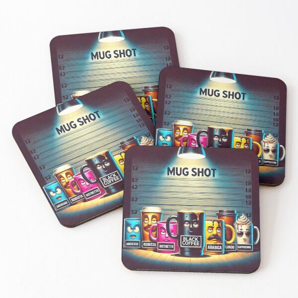 Item preview, Mug Shot – Funny Coffee Lineup Crime Pun Design designed and sold by B-DIFF-e-RENT.