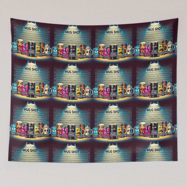 Item preview, Mug Shot – Funny Coffee Lineup Crime Pun Design designed and sold by B-DIFF-e-RENT.