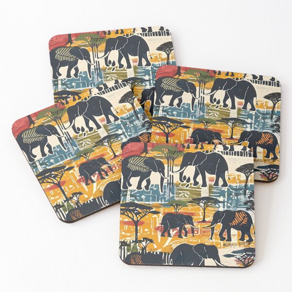 Item preview, Abstract Elephants of Africa Art African Serengeti Grasslands designed and sold by scooterbaby.