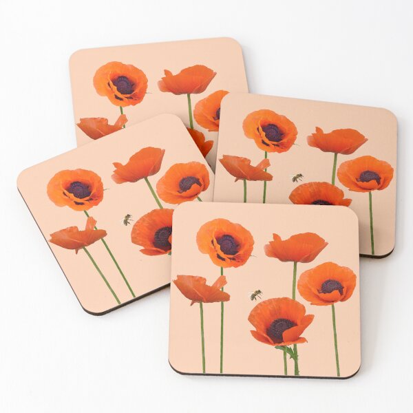 Item preview, Orange Poppies Honey Bee Photo Art from Award Winning designed and sold by Teri Peterson.