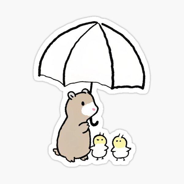 Item preview, A hamster with an umbrella and two chicks designed and sold by ArtZombieStore.