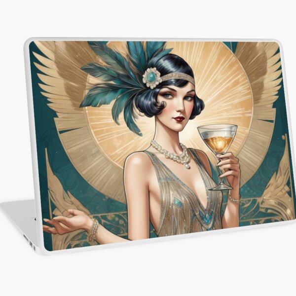 Item preview, Elegant Art Deco Flapper with Martini - 1920s Glamour designed and sold by Cosmic0brushes.