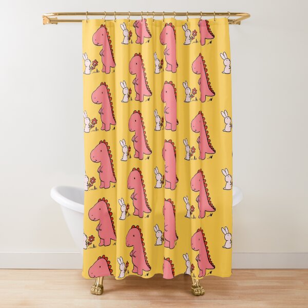 Item preview, Rabbit and dinosaur in a flower field designed and sold by ArtZombieStore.