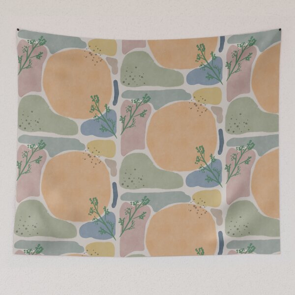 Item preview, Vintage Boho blob with green leaves and dots . designed and sold by Boho Vibes Studio.
