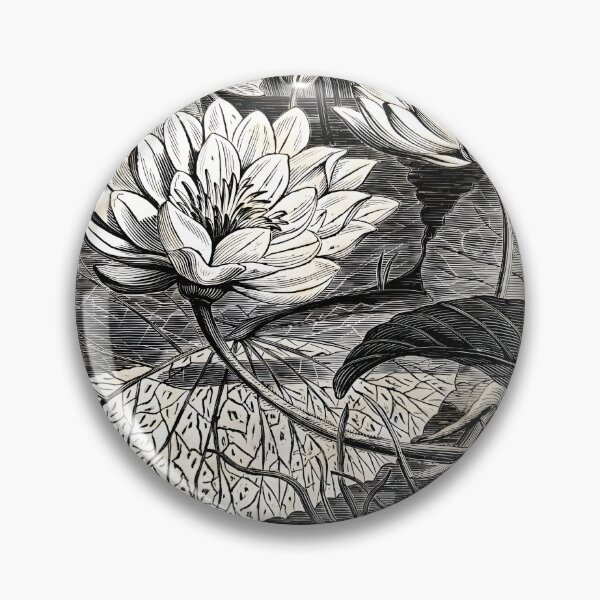 Item preview, Antique Water Lillies Ink block print designed and sold by Things and stuff.