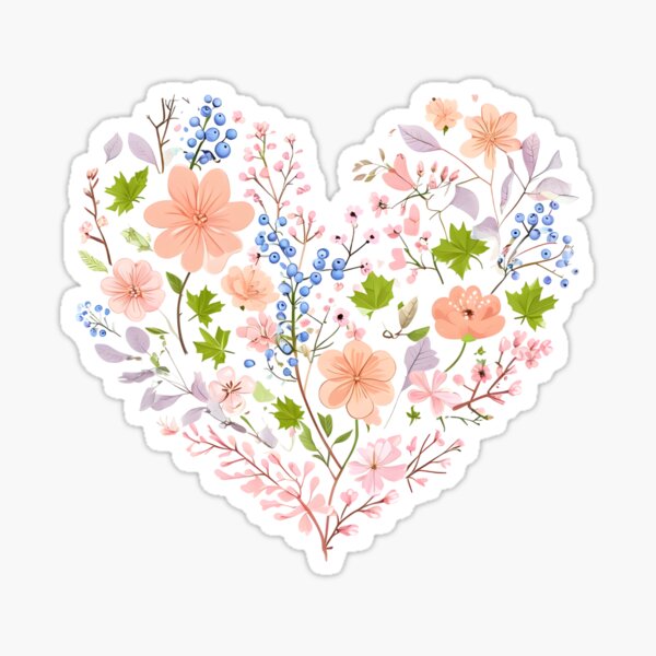 Vista previa del artículo con la obra «Corazón floral primaveral», diseñado y vendido por CottonandQuill.