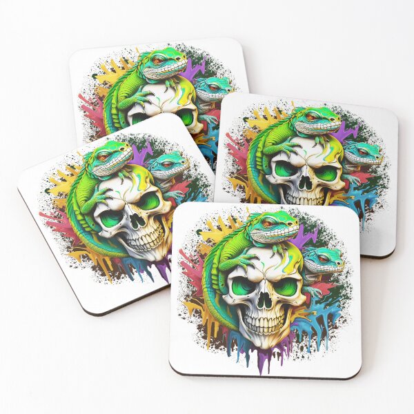 Item preview, skull with lizard oil paint designed and sold by rainsdesigns.