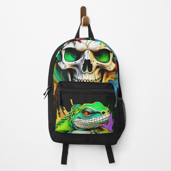 Item preview, skull with lizard oil paint designed and sold by rainsdesigns.