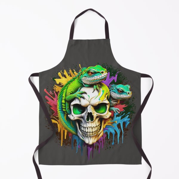 Item preview, skull with lizard oil paint designed and sold by rainsdesigns.