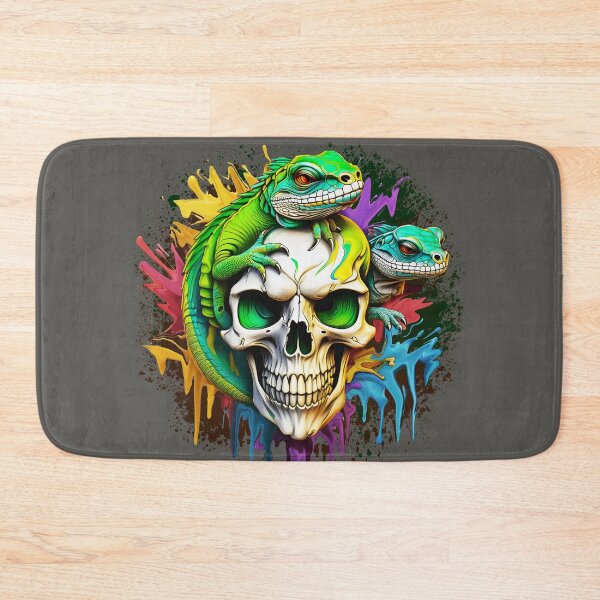 Item preview, skull with lizard oil paint designed and sold by rainsdesigns.