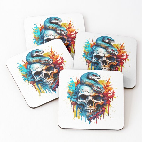 Item preview, skull with snake oil paint designed and sold by rainsdesigns.
