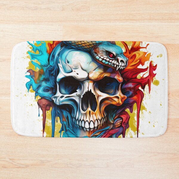 Item preview, skull with snake oil paint designed and sold by rainsdesigns.