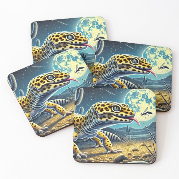 Item preview, Leopard Gecko Night Hunt – Moonlit Desert Predator designed and sold by NocturnalNook.
