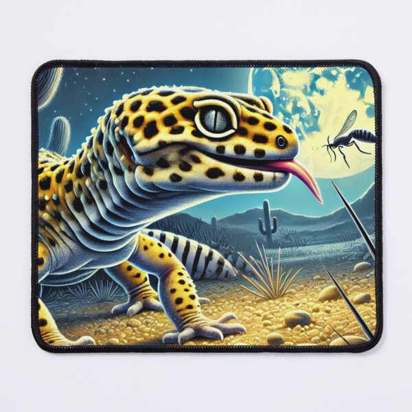 Item preview, Leopard Gecko Night Hunt – Moonlit Desert Predator designed and sold by NocturnalNook.