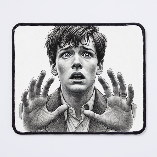 Item preview, Terrified young man in pencil sketch designed and sold by ChernivtsiSkoda.