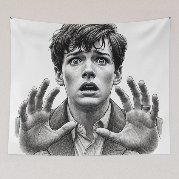 Item preview, Terrified young man in pencil sketch designed and sold by ChernivtsiSkoda.
