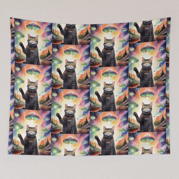 Item preview, Cat Ufo Selfie designed and sold by WoodburyLake.
