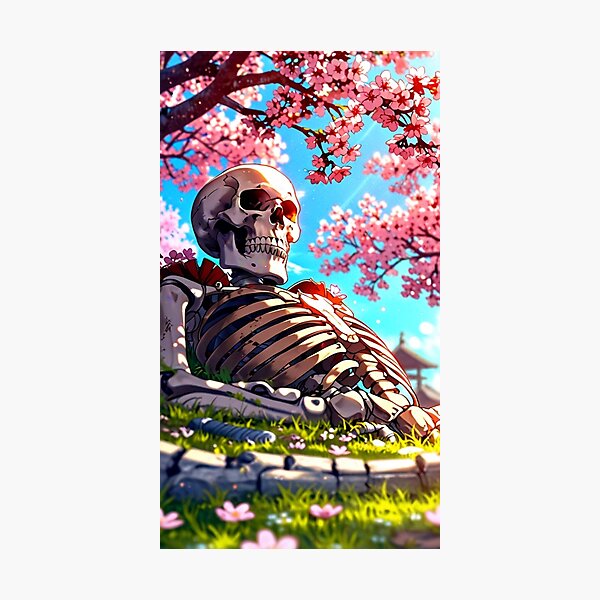 Item preview, A skeleton resting peacefully under a cherry blossoms tree  designed and sold by Art-Blend.
