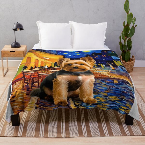 Item preview, Yorkipoo in Van Gogh’s Café Terrace at Night – Whimsical Art Mashup designed and sold by Fredster1966.