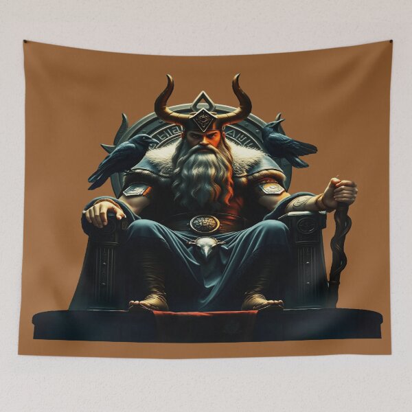Item preview, Norse God Odin Sitting On His Throne designed and sold by Dakson Design - Fantasy Art.