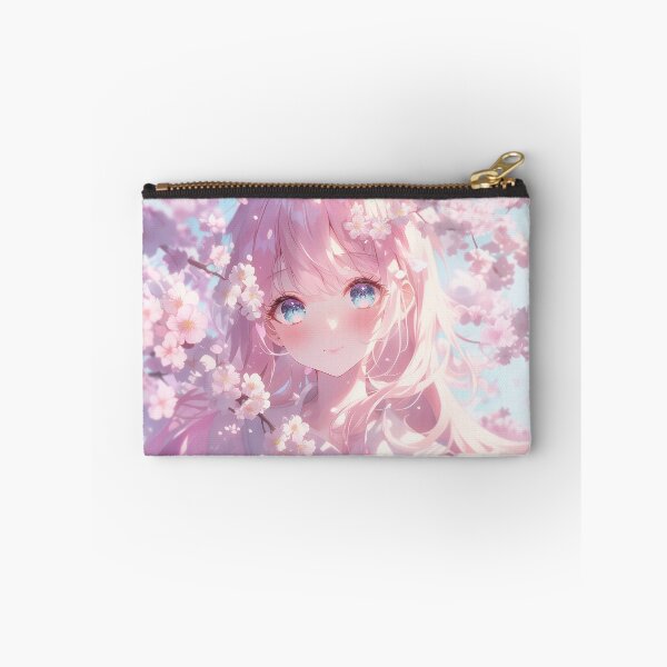 Item preview, Blushing Anime Girl Among Cherry Blossoms – Soft Spring Fantasy Art designed and sold by Kawai Anime Shop.