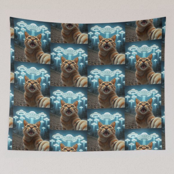 Item preview, Cat Ufo Selfie designed and sold by WoodburyLake.