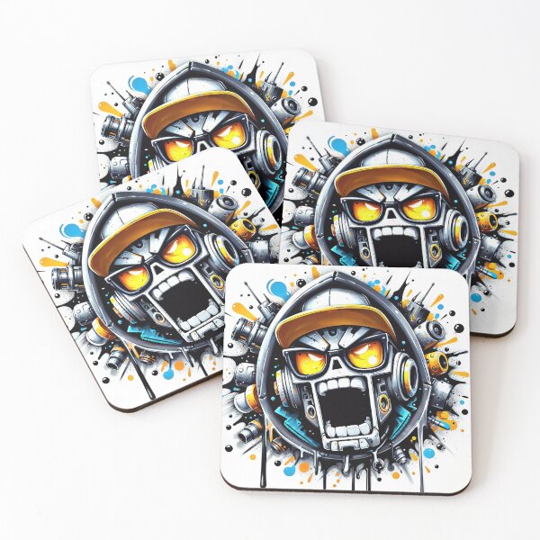 Item preview, Cyberpunk Mecha Skull - High-Tech Rage and Neon Energy designed and sold by DopeVibeStuff.
