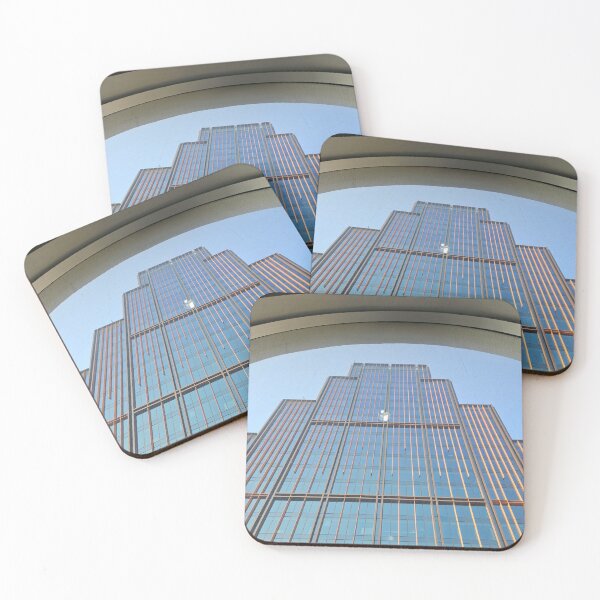 Item preview, A low-angle view of a modern skyscraper, framed by an arched architectural detail designed and sold by BARTISTA DESIGN.