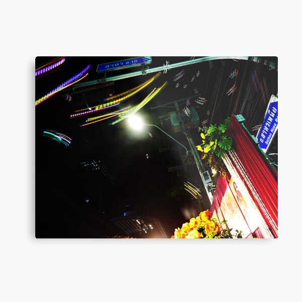 Item preview, A vibrant night scene in Bangkok, featuring the illuminated street signs of Sathon Soi 10 designed and sold by BARTISTA DESIGN.