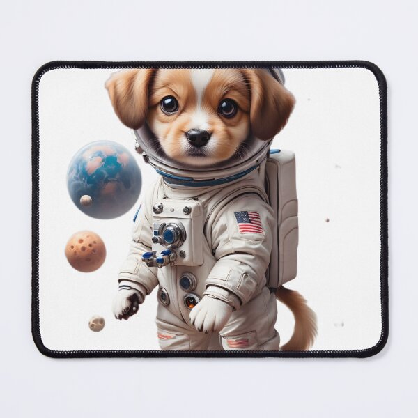 Item preview, A puppy astronaut in a spacesuit floating among planets designed and sold by T-SHIR-Universe.