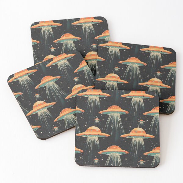 Item preview, vintage scifi styled UFOs designed and sold by PoppyLaneStudio.