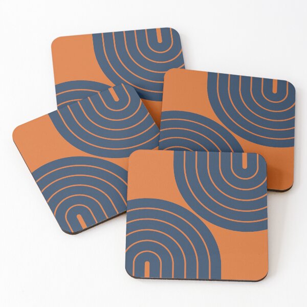 Item preview, Midcentury Modern Geometric Rainbow XXIa in Navy Blue and Orange designed and sold by nineFlorals.